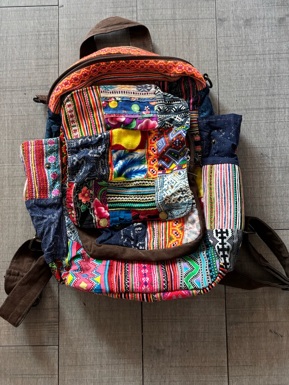 🎃3/$15🎃Handmade Boho Patchwork Multi-Color Canvas Backpack